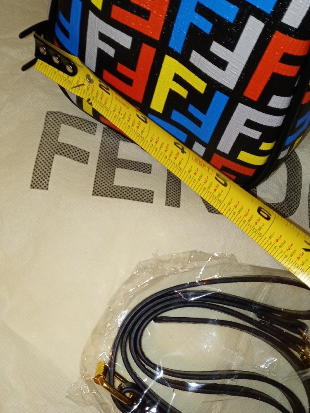 Fendi Multicolor FF Pattern Boston Bag with Black Trim - Picture 11 of 13